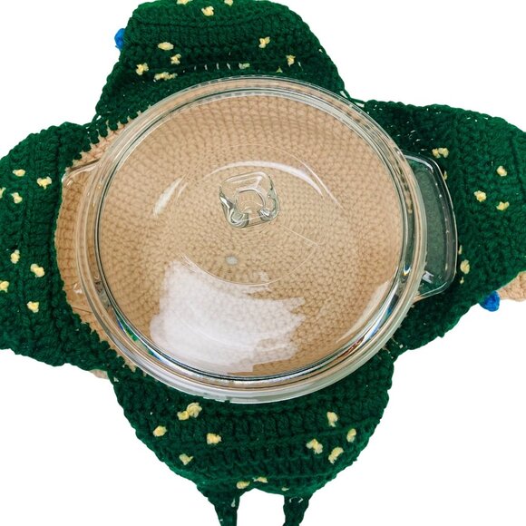 Handmade Crochet Casserole Warmer Carrier Flowers w/ Bee Details & Anchor H Dish - Picture 6 of 7